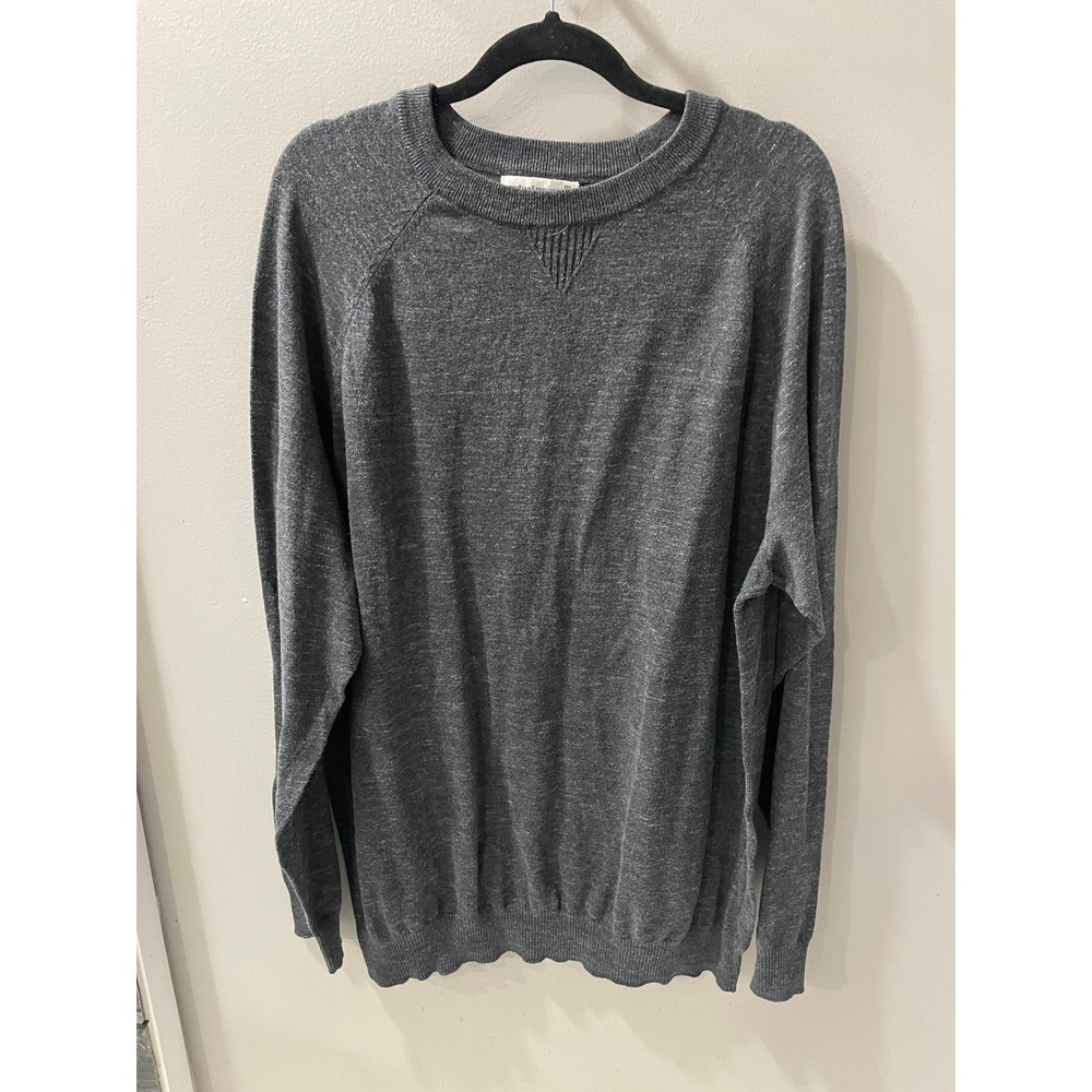 Mutual Weave Mens 2XLT Gray Heathered Cotton Blend Raglan Crewneck Sweater